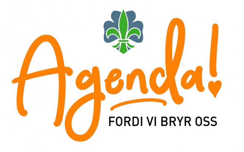 logo for landsleiren, det står Agenda i oransje løkkeskrift